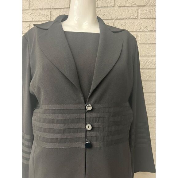 Positive Attitude Petite Black Ribbon Detail Dress And Jacket Set Size 12P - Picture 10 of 14